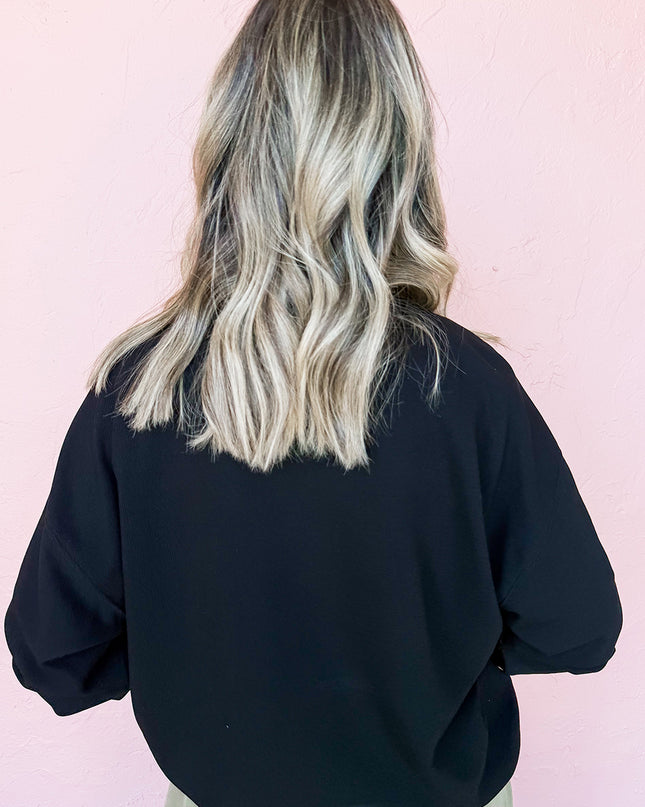 Black Sequin Halloween Ghost Patched Drop Shoulder Sweatshirt