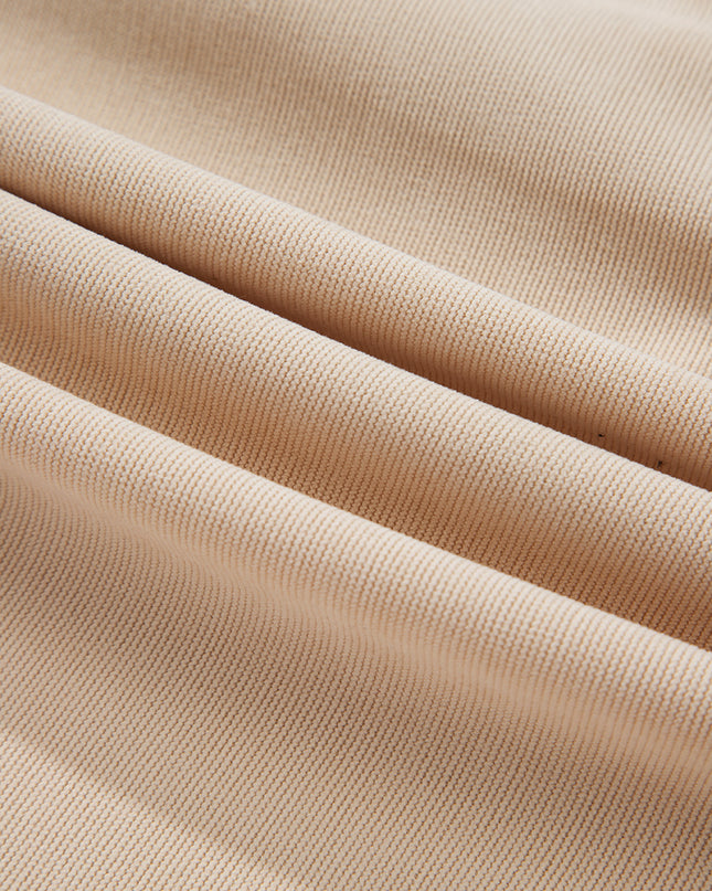 Oatmeal Corduroy Half Button Collared Long Sleeve Mini Dress