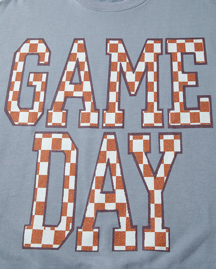 Sleet GAME DAY Checkered Letter Graphic Oversized Sweatshirt