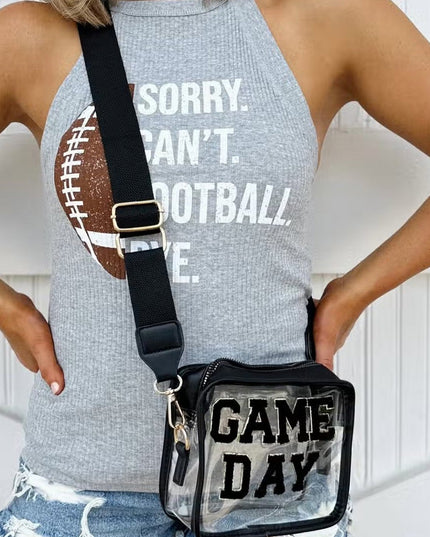 Black Chenille GAME DAY Pattern Clear Bag