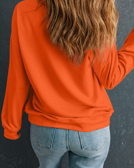 Black Sequin Halloween Ghost Patched Drop Shoulder Sweatshirt