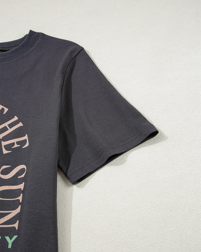 Dark Grey RISE WITH THE SUN Graphic Tee
