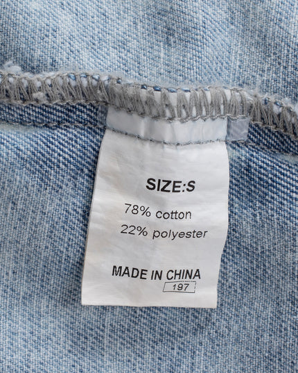 Light Blue Distressed Ripped Raw Hem Buttons Denim Jacket