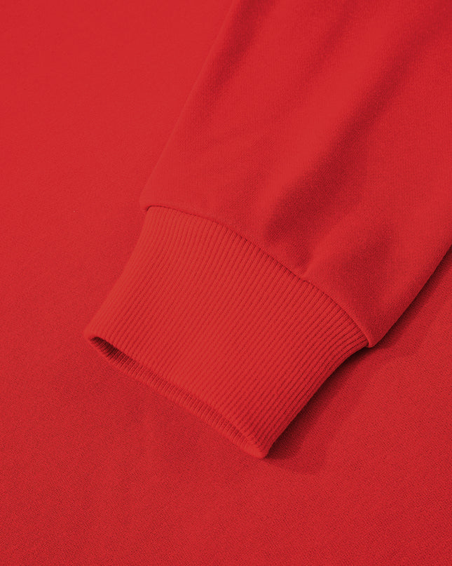 Fiery Red Preppy Striped Sleeve Loose Sweatshirt