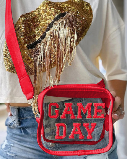 Black Chenille GAME DAY Pattern Clear Bag