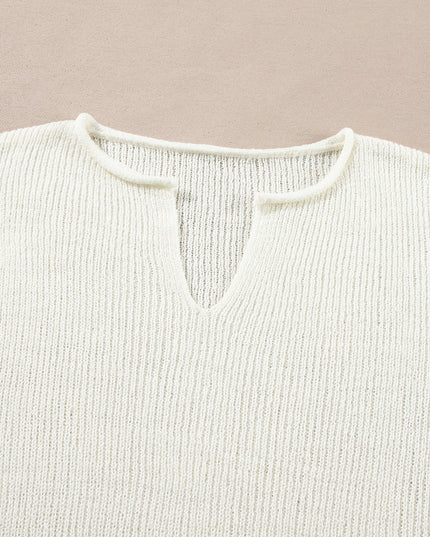 Brown Stripe Cropped Drop Sleeve Sweater