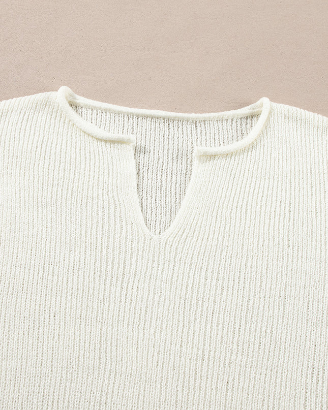 Brown Stripe Cropped Drop Sleeve Sweater
