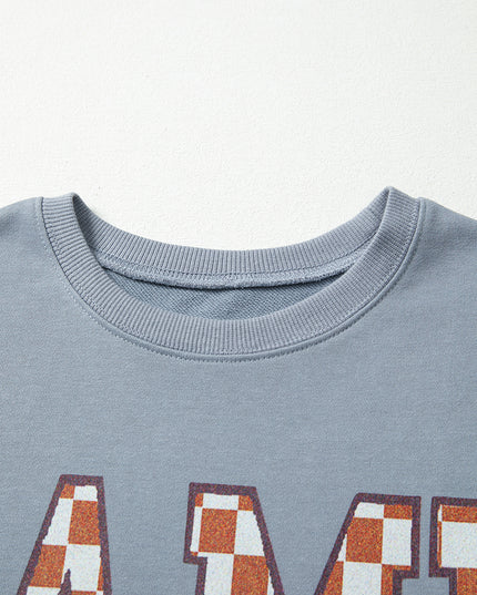Sleet GAME DAY Checkered Letter Graphic Oversized Sweatshirt