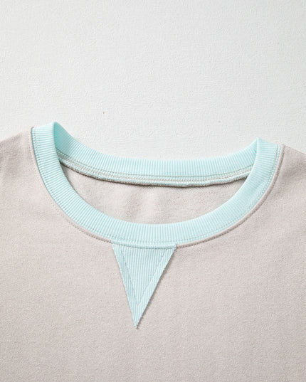 Delicacy Colorblock Patchwork Striped Sleeve Sweatshirt