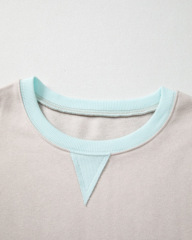 Delicacy Colorblock Patchwork Striped Sleeve Sweatshirt