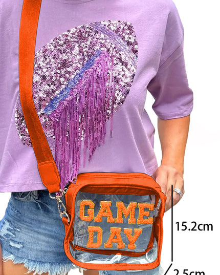 Black Chenille GAME DAY Pattern Clear Bag