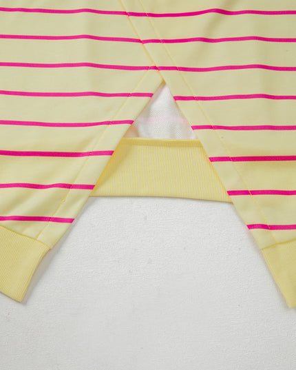 Blue Striped Overlap Detail Drop Shoulder Pullover Sweatshirt