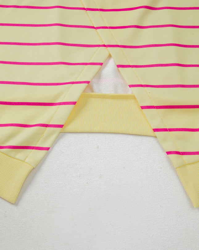 Blue Striped Overlap Detail Drop Shoulder Pullover Sweatshirt