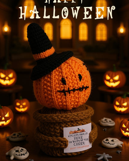 Carrot Cute Halloween Crochet Pumpkin Potted Doll Decor