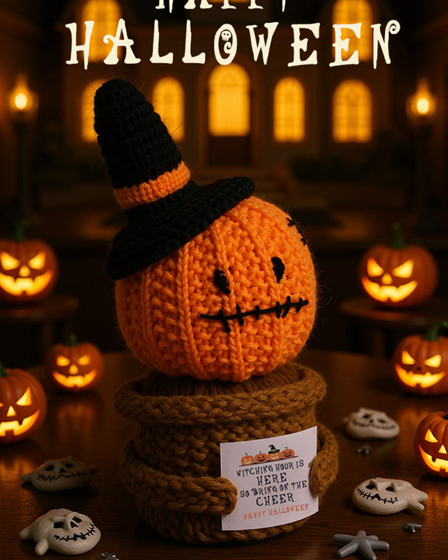 Carrot Cute Halloween Crochet Pumpkin Potted Doll Decor