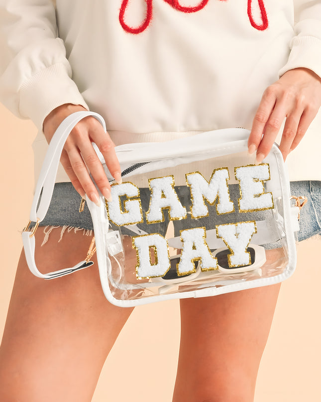 Black Chenille GAME DAY Pattern Clear Bag
