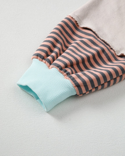 Delicacy Colorblock Patchwork Striped Sleeve Sweatshirt