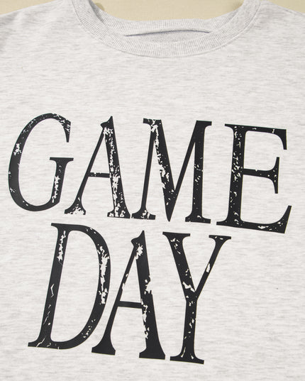 Black GAME DAY Vintage Washed Sweatshirt – Oversized Baggy Graphic Pullover