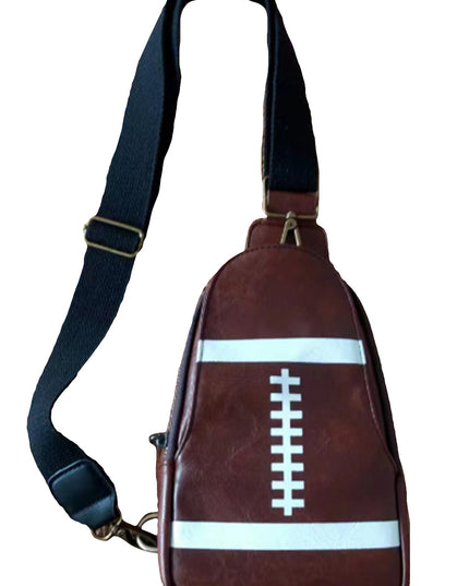 Brown PU Leather Football Mini Crossbody Bag