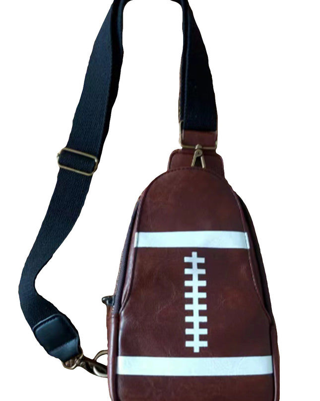 Brown PU Leather Football Mini Crossbody Bag
