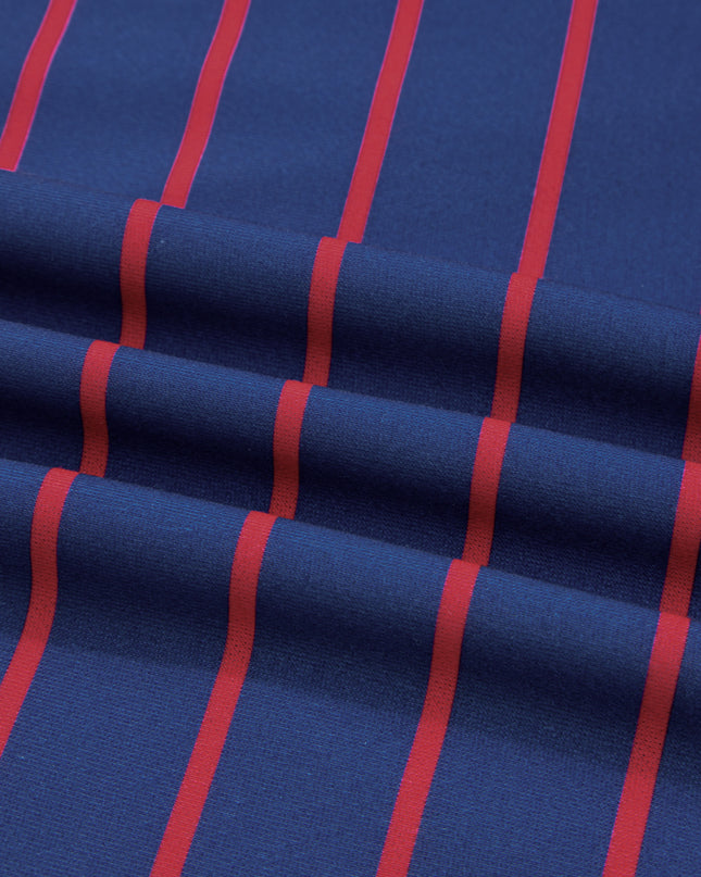 Blue Striped Overlap Detail Drop Shoulder Pullover Sweatshirt
