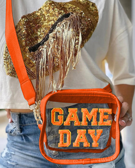 Black Chenille GAME DAY Pattern Clear Bag