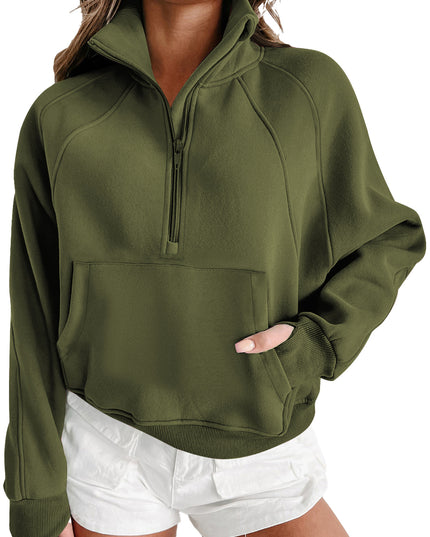 Black Zip Up Stand Collar Ribbed Thumbhole Sleeve Sweatshirt