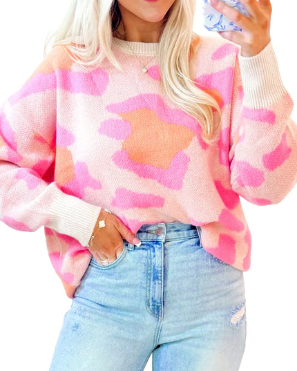 Sachet Pink Cheetah Colorblock Sweater