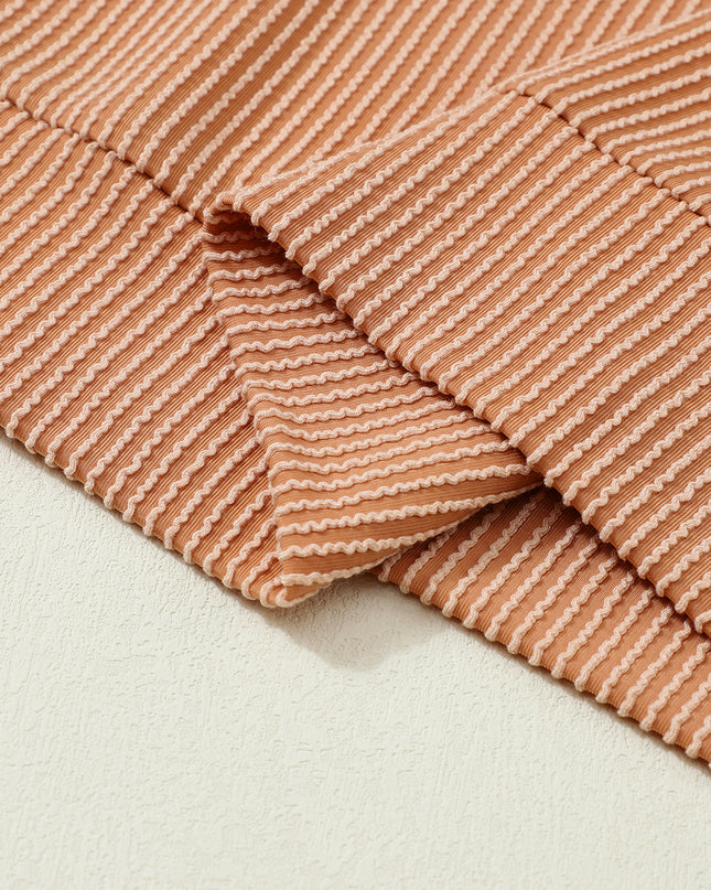 Multicolor Colorblock Ribbed Loose Long Sleeve Top