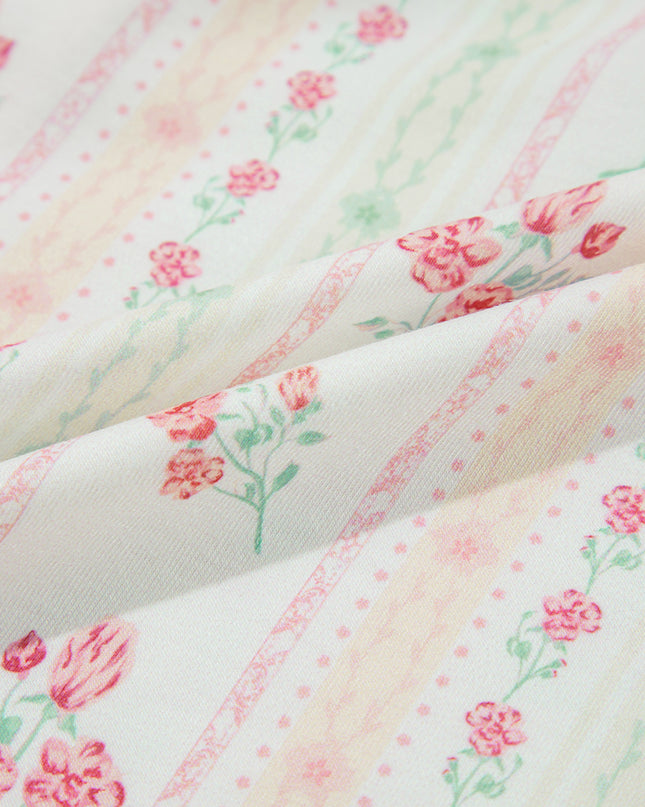 Pink Polka Dot and Bow Print Ruffle Hem Shorts Pajama Set
