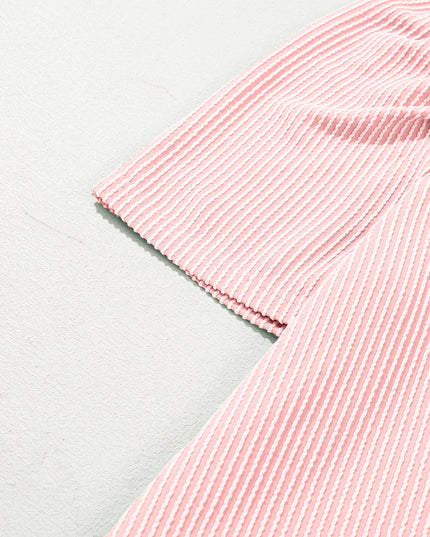 Blossom Corded Crew Neck Puff Sleeve Mini Dress