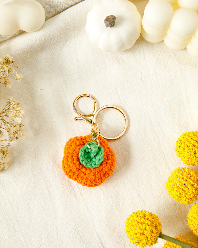 Orange Cute Crochet Fortune Persimmon Pendant Keychain