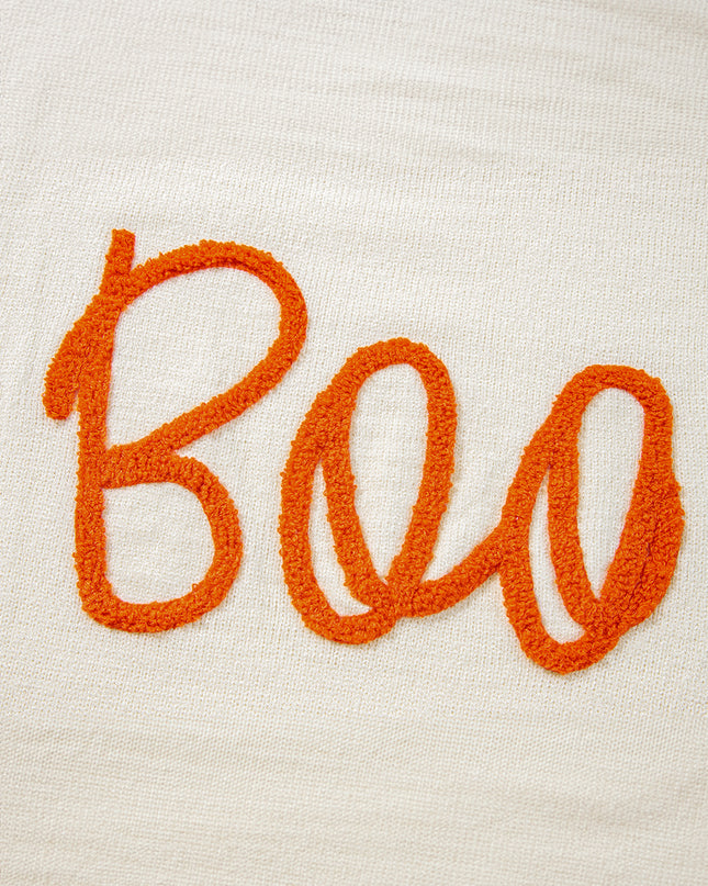 Apricot Halloween Boo Drop Shoulder Knit Sweater