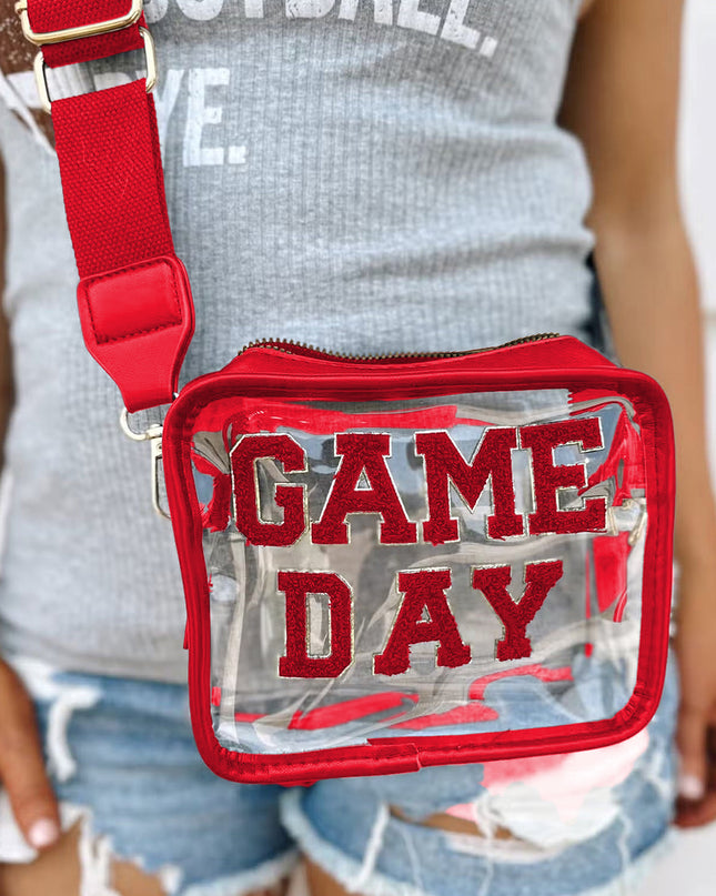 Black Chenille GAME DAY Pattern Clear Bag