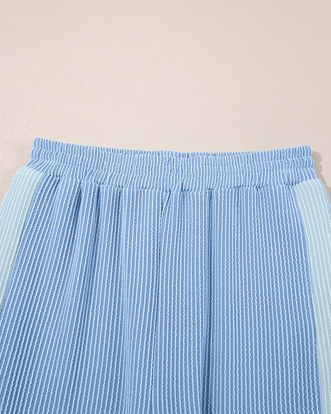Sachet Pink Colorblock Patchwork Corded Pants Set