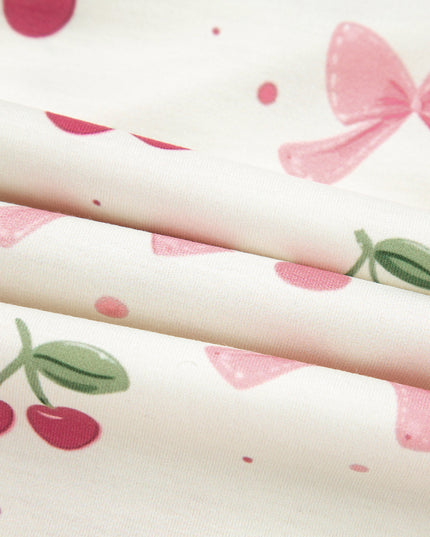 Pink Polka Dot and Bow Print Ruffle Hem Shorts Pajama Set