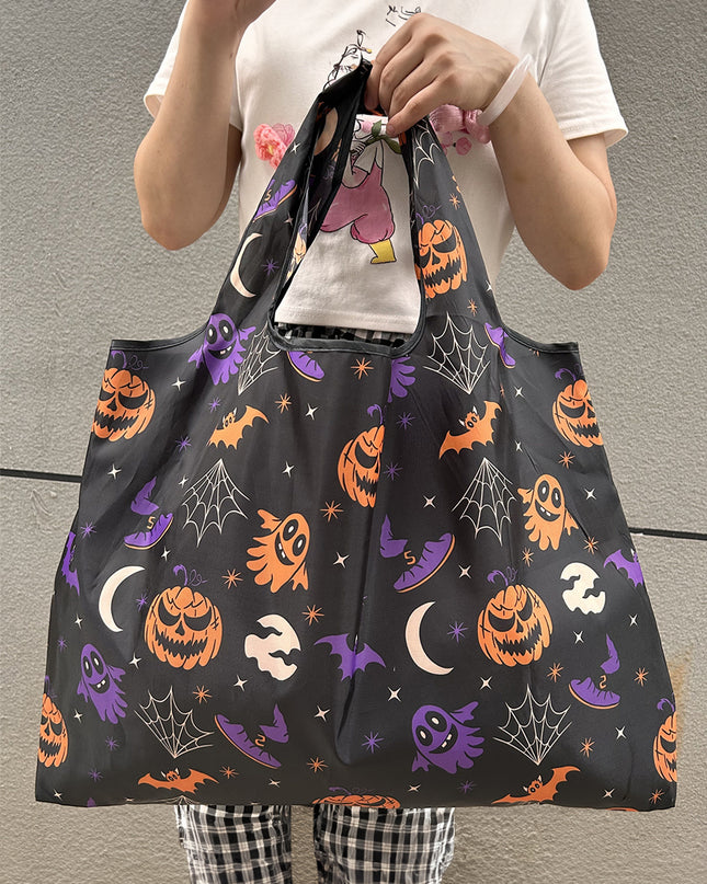 Tillandsia Purple Goth Halloween Pumpkin Large Capacity Foldable Tote Bag