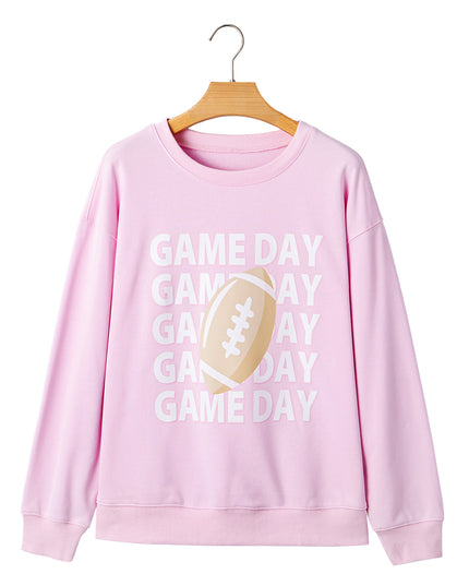 Pink GAME DAY Football Print Casual Sweatshirt