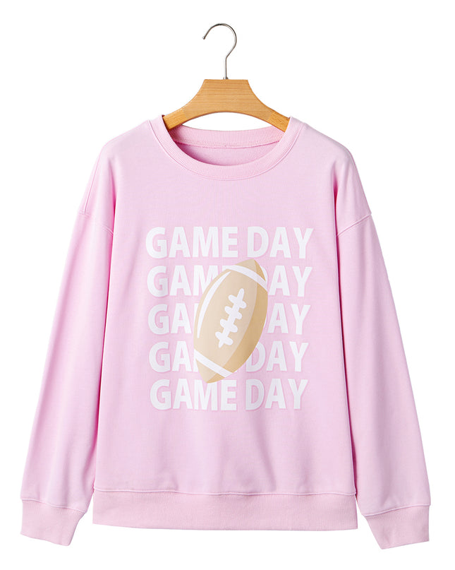 Pink GAME DAY Football Print Casual Sweatshirt