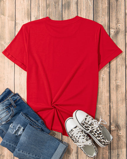 Red Checkered Game Day Graphic T Shirt