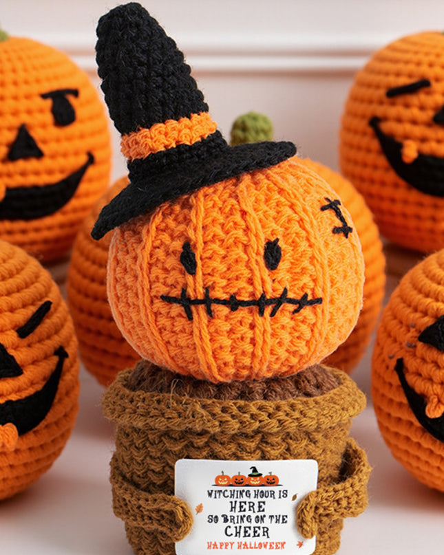 Carrot Cute Halloween Crochet Pumpkin Potted Doll Decor