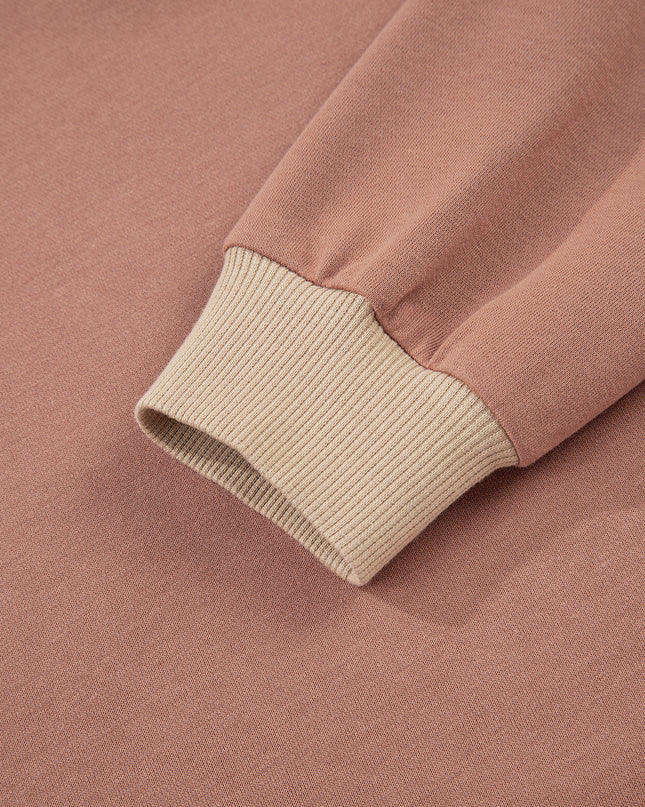 Khaki Color Block Long Sleeve Crop Top Drawstring Pant Set