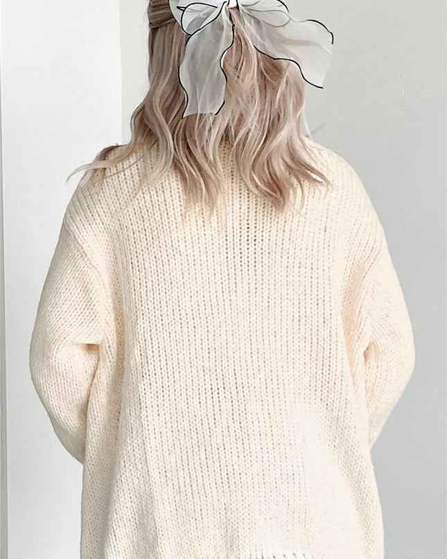 White Pumpkin Print Open Front Drop Shoulder Knit Cardigan