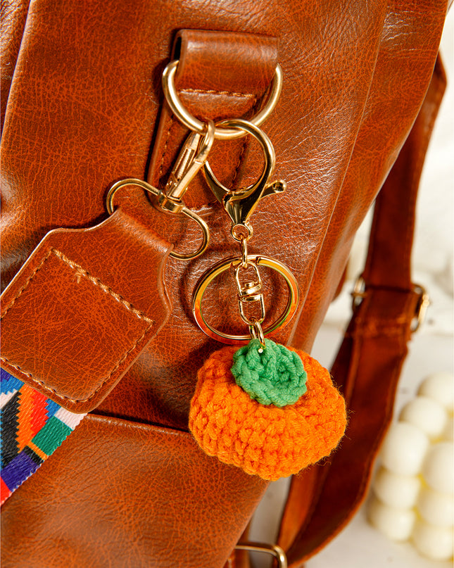 Orange Cute Crochet Fortune Persimmon Pendant Keychain