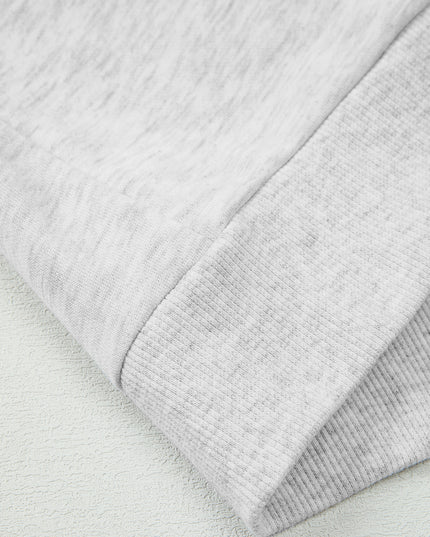 Light Grey Bow Embroidery Long Sleeve Pullover and High Waist Shorts Set