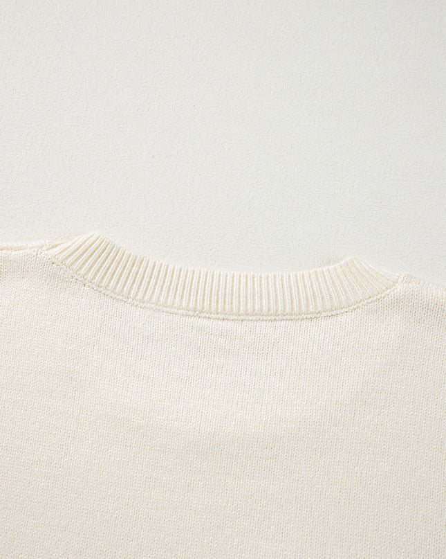 Apricot Halloween Boo Drop Shoulder Knit Sweater