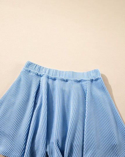 Jet Stream Lantern Sleeve Pullover & Ruffle Mini Skirt Set – Chic Two Piece Outfit