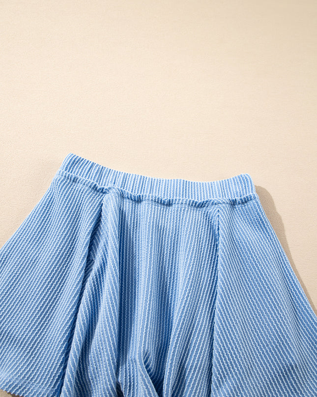 Jet Stream Lantern Sleeve Pullover & Ruffle Mini Skirt Set – Chic Two Piece Outfit