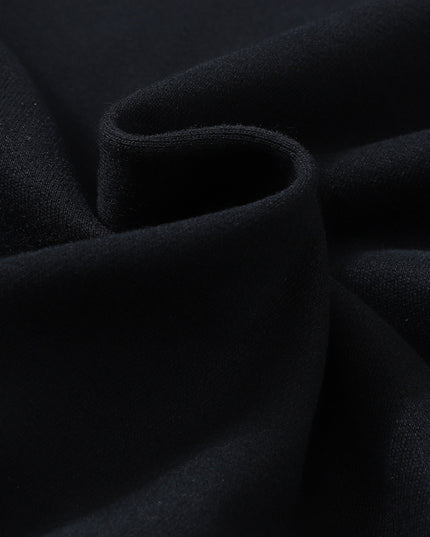 Black Zip Up Stand Collar Ribbed Thumbhole Sleeve Sweatshirt