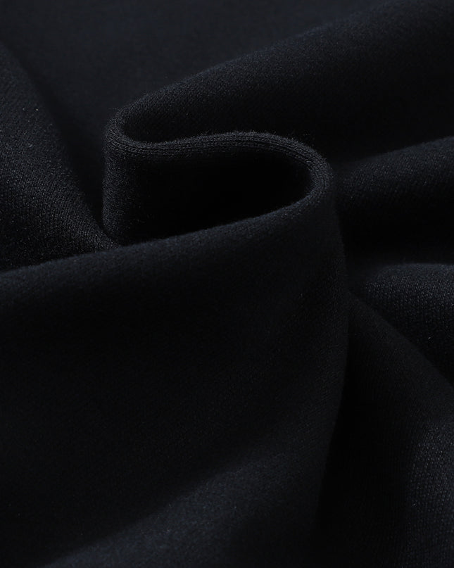 Black Zip Up Stand Collar Ribbed Thumbhole Sleeve Sweatshirt